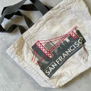 Vintage San Francisco Graphic Tote Coastal Nautical Fisherman Market Carryall
